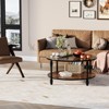 Coffee Table Round Rustic Center Table with Storage Shelf Wood Circle Coffee Table with Sturdy Metal Legs Living Room - 3 of 4