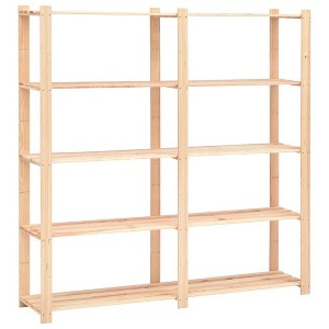 vidaXL Solid Pinewood 5-Tier Storage Rack - 66.9"x15"x66.9", Perfect for Kitchen, Laundry Room, Basement - 1 of 4