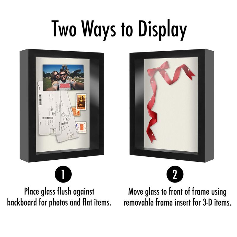 Americanflat Shadow Box Frame with tempered shatter-resistant glass - Available in a variety of sizes and styles, 5 of 10
