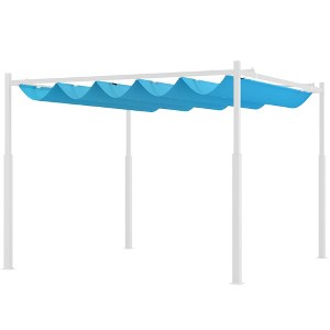 Aghana Digitals Cream White Retractable Pergola Canopy: 10'x10' UPF30+ PA-Coated, Magnetic Fixture, - 1 of 4