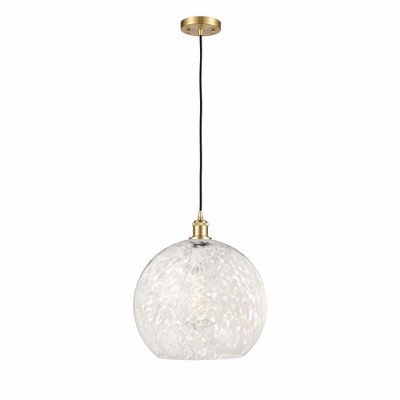 White Mouchette - 1 Light Cord Hung Pendant In Modern Style-16.63 Inches Tall and 13.75 Inches Wide