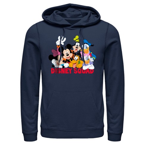 Men's Mickey & Friends Disney Squad Group Shot Pull Over Hoodie - Navy Blue  - 2X Large