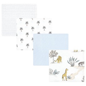 Hudson Baby Infant Boy Cotton Flannel Receiving Blankets, Boy Safari World, One Size - 1 of 4