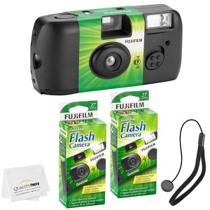 Fujifilm QuickSnap Flash 400 Disposable 35mm Camera Bonus Hand Strap + Quality Photo Microfiber Cloth - 1 of 4
