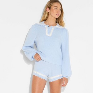 Women's Polo Collar Henley Sweater - Wild Fable™ - 1 of 3