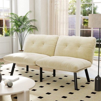 NicBex Convertible Folding Accent Tufted Loveseat Sofa with Adjustable Backrest,Armless Recliner Chair Futon Sofa for Living Room,Bedroom