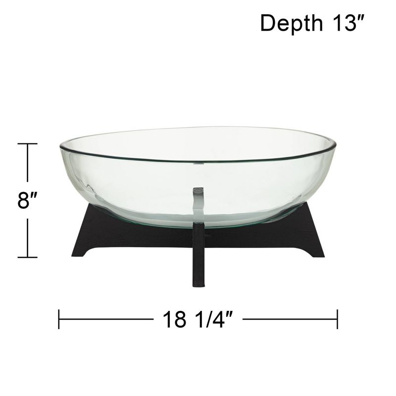 Studio 55D Sebastian Black Wood and Clear Glass Oval Decorative Bowl, 4 of 8