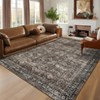 Washable Rugs Rug for Living Room Vintage Non Slip Bedroom Rug Retro Floral Accent Rugs Soft Faux Wool Low Pile Stain Resistant Carpet for Office - 2 of 4
