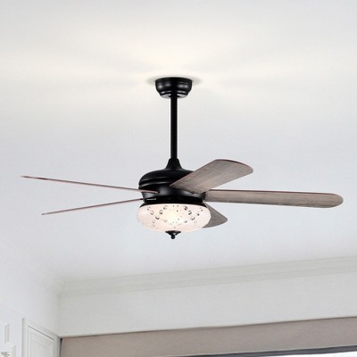 52" Gray Metal and Wood Composite Ceiling Fan with Remote Control and Lighting