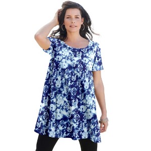 Roaman's Women's Plus Size Ultimate Scoopneck Swing Tunic - 1 of 4