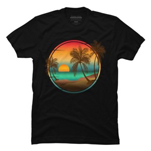 Men's Design By Humans VINTAGE NATURE SUNSET PALM TREES By punsalan T-Shirt - 1 of 2