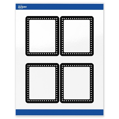 Avery 4" x 3-1/3" Labels, Black and White Polka Dots, 40 ct