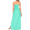 LA LEELA Women's House Daily Routine Evening Wear Solid Smocked Top Maxi Slit Dress Casual Strapless Tube Dresses for Women - 3 of 4