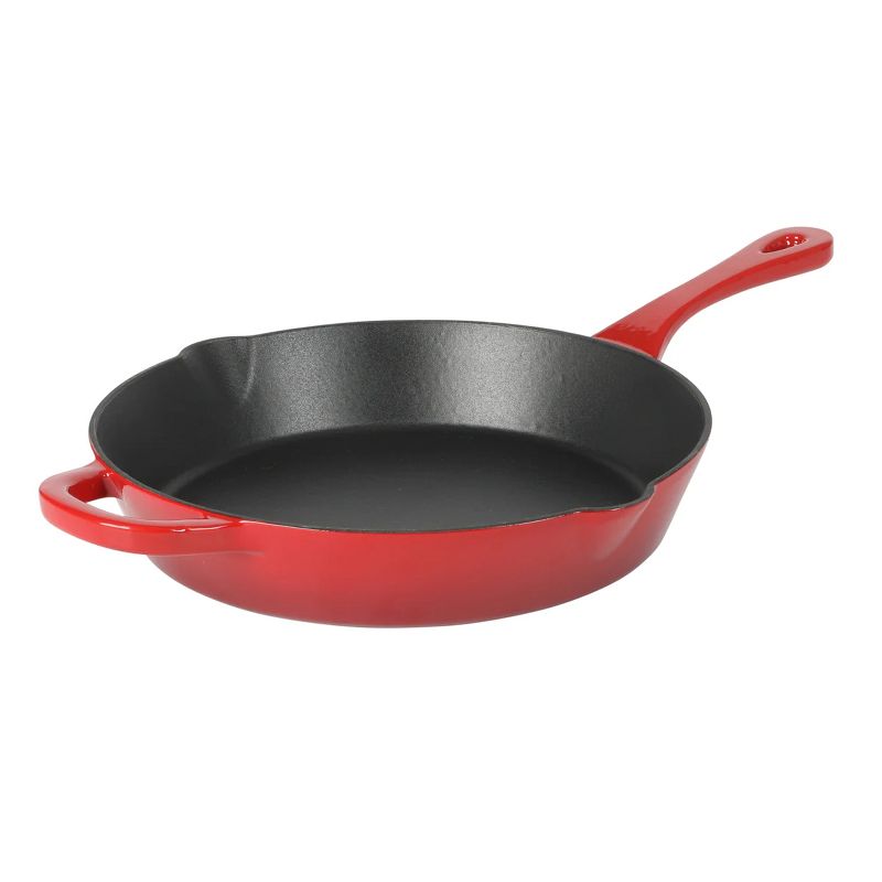 Crock-Pot Artisan Enameled Cast Iron Round Skillet in Gradient Red, 1 of 7