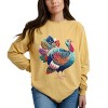 Turkey Patchwork Print - Women's Garment Dyed Long Sleeve Graphic T-Shirt - 3 of 4