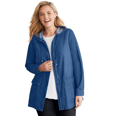 Woman Within Plus Size Lightweight Utility Hoodie Jacket