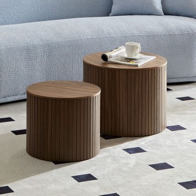 CENGHU 2 pieces Nested Coffee Table Set, Tea Table with Storage, Sofa Table, Modern End Side Table for Living Room, Dining  Room, Bedroom, Small Space