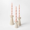 Set of 3 Ceramic Ribbed Taper Candle Holders Beige - Threshold™ designed with Studio McGee - 4 of 4