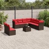 vidaXL 10 Piece Patio Sofa Set with Cushions Brown Poly Rattan - 2 of 4