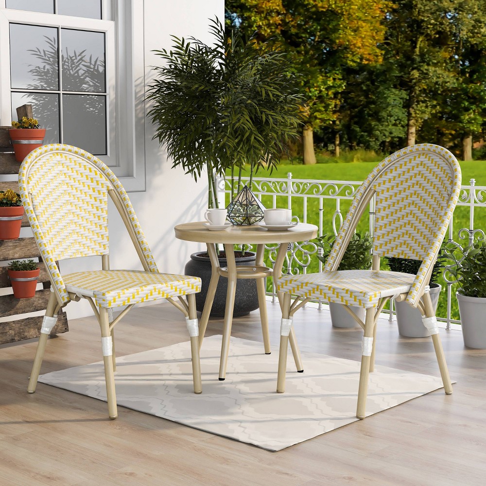 Arna 3pc Patio Chairs with Side Table - Yellow - miBasics