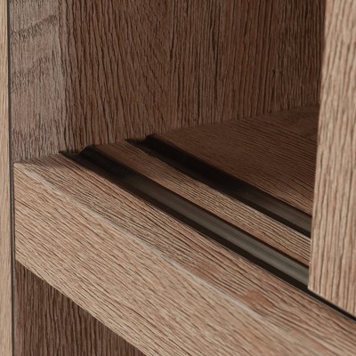 Brushed Oak China Cabinet with Safety-Tempered Glass Doors