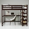 Full Size Loft Bed with Desk and Storage Shelves, Wooden Frame, Guardrails, Espresso Finish - 2 of 4