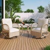 2-Person Outdoor Rattan Chat Set with Swivel Chairs and Glass Table, Weather-Resistant Cushions for Patio or Balcony Use - Coolbibila - 2 of 4