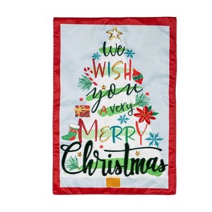 Evergreen Garden Flag We Wish You a Merry Christmas Applique Double Sided Indoor Outdoor Decor 18" x 12.5" - 1 of 2