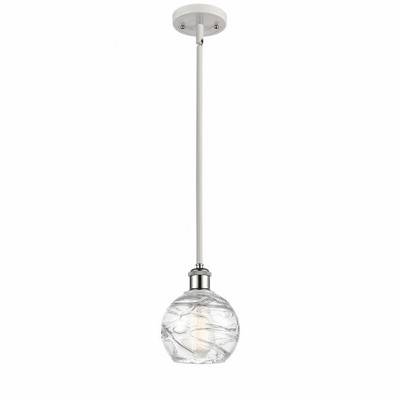 Athens Deco Swirl - 1 Light Stem Hung Mini Pendant In Industrial Style-8 Inches Tall and 6 Inches Wide