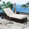 VisioGear Outdoor Rattan Lounge Chair, Patio Chaise Lounge with 5-Position Backrest, Cushion and Wheels, Brown&Beige, 76.4"*25.2"*41.3" - 2 of 4