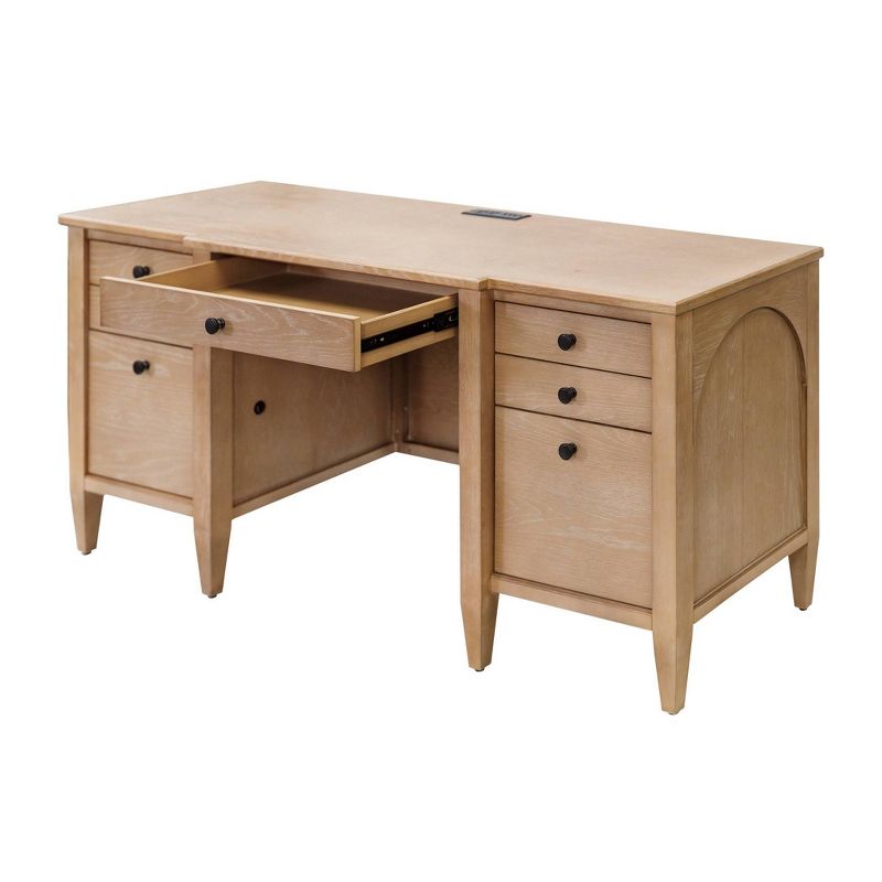 Modern Wood Credenza Wood Office Desk Laurel Collection Light Brown - Martin Furniture, 4 of 16
