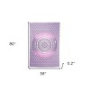 HomeRoots 80" X 56" Purple And White Mandala Cotton Hanging Tapestry - 3 of 4