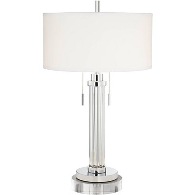 Possini Euro Design Cadence Glass Column Table Lamp With 8" Wide Round Riser