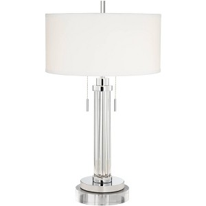 Possini Euro Design Cadence Modern Table Lamp with Square Riser 33" Tall Glass Column White Shade for Bedroom Living Room Bedside Nightstand Office - 1 of 4