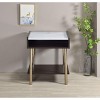 Vynxaria Contemporary End Table, Side Table, Nightstand, Brown, Walnut Wood, White Marble Printed Veneers, 24" Height - 2 of 4