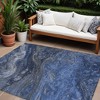 Denim Blue And Sky Blue Abstract Washable Indoor Outdoor Area Rug - 2 of 4