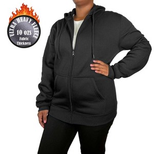 Blue Ice Women's Loose Fit Super Heavyweight Fleece Lined Full-Zip Hoodie - 1 of 3