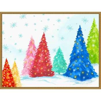 24" x 18" Magic Christmas Trees I by PI Studio Framed Canvas Wall Art - Amanti Art