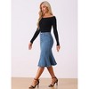 INSPIRE CHIC Women's High Waist Fishtail Ruffle Denim Jean Skirt - 2 of 4