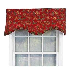 RLF Home Norwell Ruffled Cornice  100% Cotton with Fully Lined 3" Rod Pocket Valnance for Windows 50" x 17" Red - 1 of 4