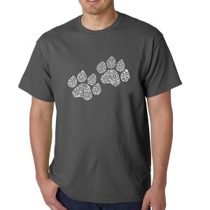 LA Pop Art Men's Word Art T-shirt - Woof Paw Prints - 1 of 4