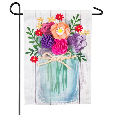 Evergreen Flag Mason Jar Bouquet Garden Linen Flag