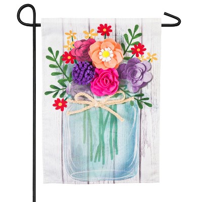 Evergreen Flag Mason Jar Bouquet Garden Linen Flag