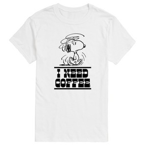 Men's - Peanuts - I Need Coffee Snoopy -Men's Short Sleeve Graphic T-Shirt Short Sleeve Graphic T-Shirt - 1 of 4