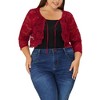 Women's Plus Size Shrug 3/4 Sleeves Lace Tie Neck Crop Bolero Cardigan - Agnes Orinda - 2 of 4
