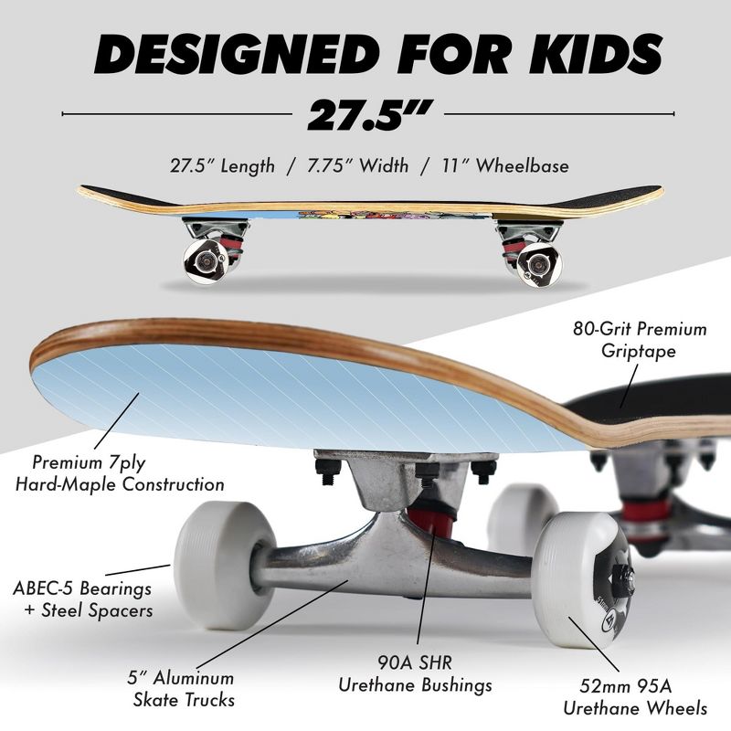 Magneto Skateboard | Maple Wood | ABEC 5 Bearings | Double Kick Concave Deck | For Beginners, Teens & Adults (Monster Pile), 4 of 9