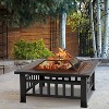 FDW Fire Pit 32in Square Metal Firepit Patio BBQ Fireplace with Charcoal Rack Mesh Cover Poker for Camping Bonfire Picnic Outdoor Heating - 2 of 4
