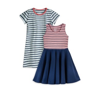 Mightly Toddler Fair Trade Organic Cotton Short Sleeve Dresses 2-pack - 1 of 3