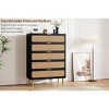 5-Drawer Rattan Dresser - Wide Top Wooden Chest with Deep Storage for Bedroom/Kids Room/Living Room (Natural Weave) - 4 of 4