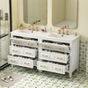 Vynxaria 60 Inch White Single Bathroom Vanity with Ceramic Sink Combo Solid Wood Frame Freestanding Storage Cabinet Six Drawers Soft Close Doors - 3 of 4